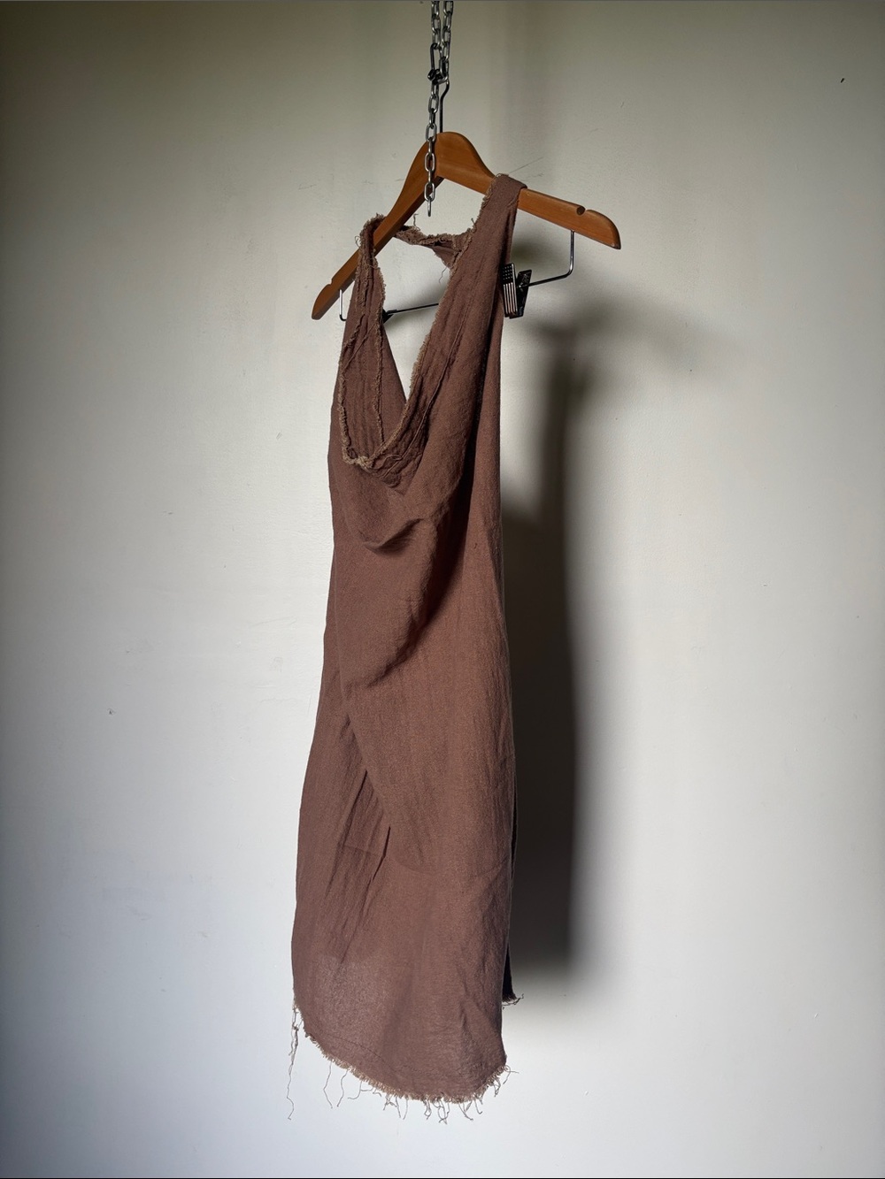 Vintage Cotton Gauze Brown Mini Halter or Tube Dress - Picture 6 of 11